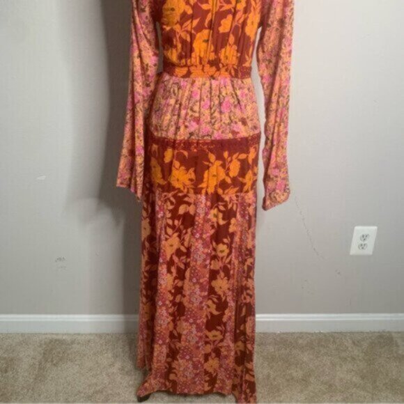 NWT Free People Tilda Boho Long Sleeve Maxi Wrap Dress - Picture 12 of 14